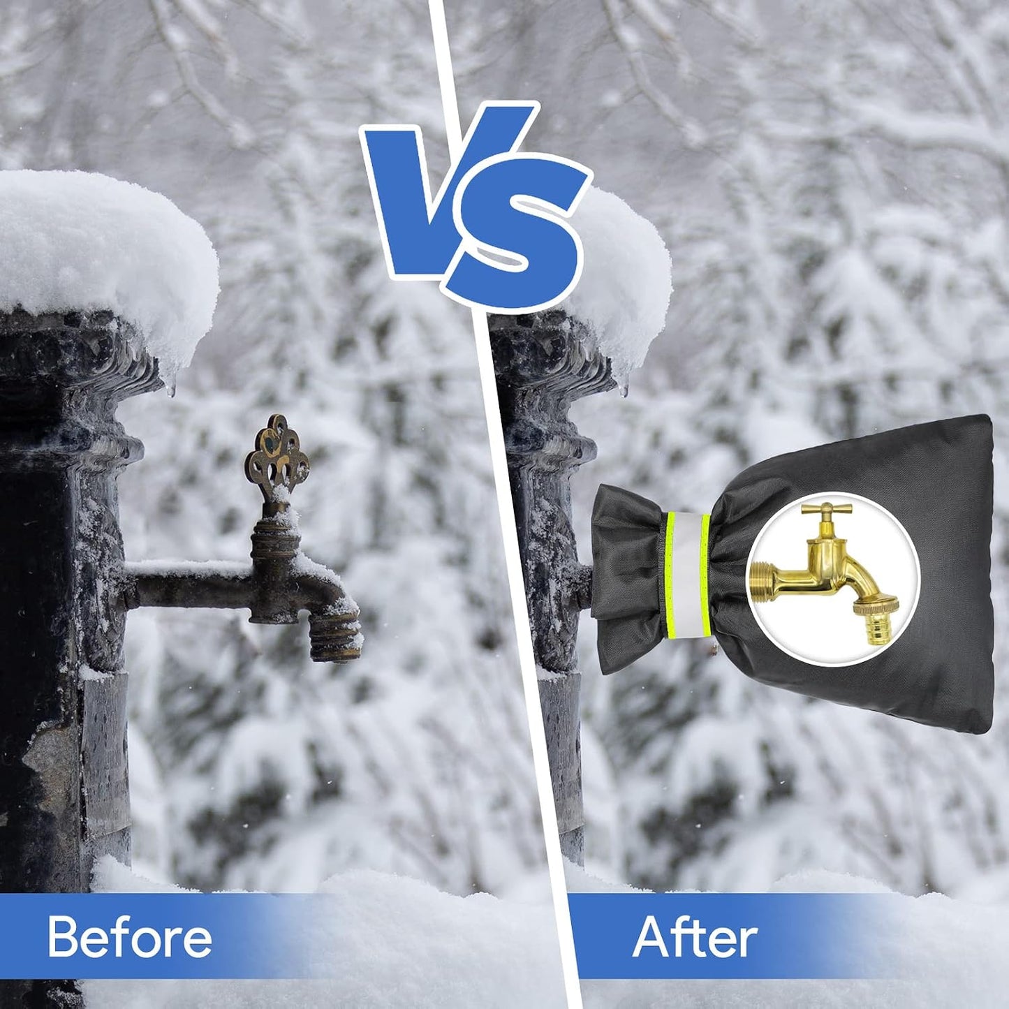 DELUX Outdoor Faucet Covers for Winter 9.05" H X 6.89" W 2 Pack, Outside Garden Faucet Socks for Freeze Protection, Reusable Waterproof Insulated Spigot Cover (Thicker)