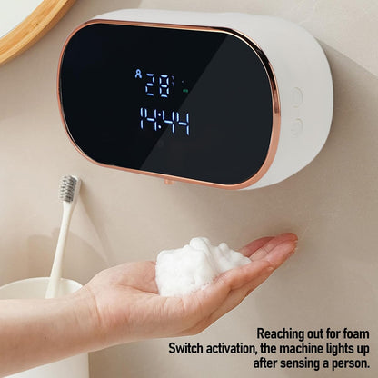 Zunate Wall Mount Automatic Foaming Soap Dispenser - 350ml USB Rechargeable Touchless Hand Soap Dispenser for Bathroom & Kitchen with Easy Install Adhesive (Black)