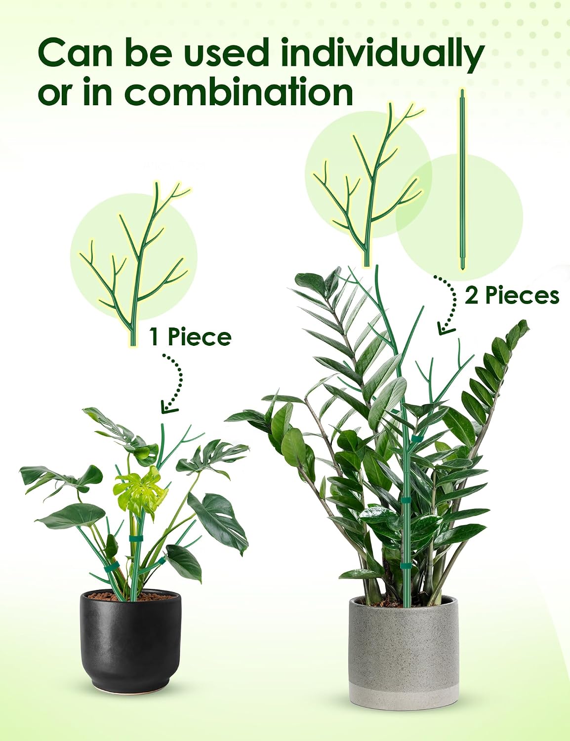 NiHome Comprehensive Plant Support Stake Set of 6 - Durable, UV Resistant 39.5" Stakes with Extension Poles, Orchid Clips & Plant Ties for Climbing Indoor & Outdoor Plants, Monstera, Pothos & More