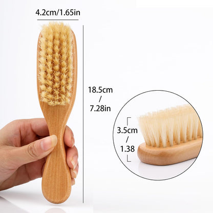 Cosowe Wood Clean Brush, Laundry Stain Brush with Handle and Soft Boar Bristles, Cleaning Brushes for Household Use, Natural Beech Wood Bath Massage Brush, Portable