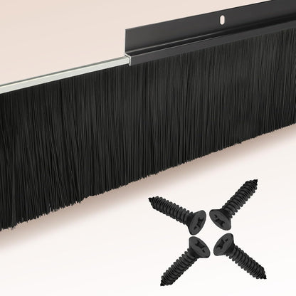 4-Pack Garage Door Brush Seal – Cepia Black Bottom Sweep – Roll-Up Door Stripping, 2.80" Wide x 39.3" Long, Aluminum Alloy Base, Ideal for Exterior Doors and Industrial Use (157.5 in / 400 cm)