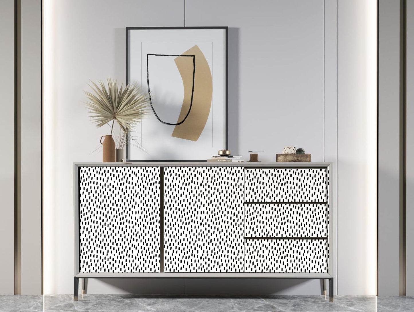 HAOKHOME Peel and Stick Wallpaper Boho Modern Dots Wall Paper Removable for Bathroom Caramel/White Contact Paper 17.3in x 9.8ft