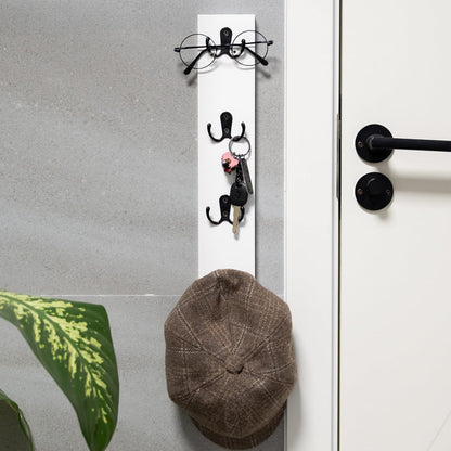 Yohsnor Vertical Key Holder for Wall - Mounted Wooden Key Rack Organizer with Hooks for Home Entryway, Laundry Room & Garage - Perfect Space-Saving Storage Solution for Keys, Wallets & Pet Leashes