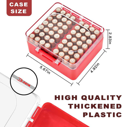 FULLCASE Plastic Battery Organizer with Tester, Battery Storage Case for AA AAA C D 9V Batteries, Portable Battery Holder Box for Home, Travel & Emergency Kits(Case Only) Black