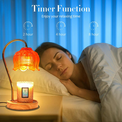 Flower Candle Warmer Lamp with Timer & Dimmer - Fits All Jar Scented Candles - Christmas & Mother's Day Gift for Women，Mom，Her