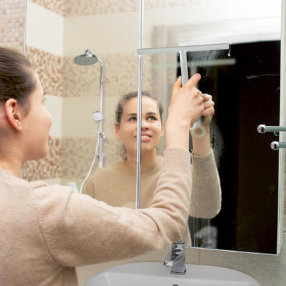 Splash Home Shower Squeegee for Glass Doors - Black Bathroom Squeegee with Suction Hook, Glass Shower Door Squeegee for Streak-Free Cleaning, Shower Wiper for Glass Doors and Tiles, 8.5" Wide Blade