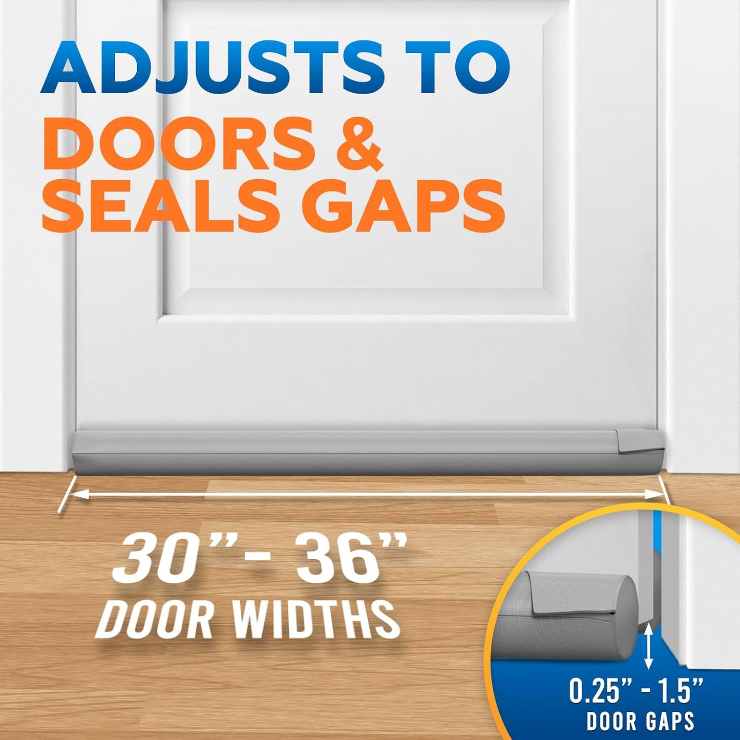 Comfyanno Under Door Draft Stopper - Bottom Door Seal & Gap Filler- Fits 30” to 36” Door, Block Noise, Sound, Air, Bugs, Dust, Easy to Install, Double Side Block, No Adhesive, Black
