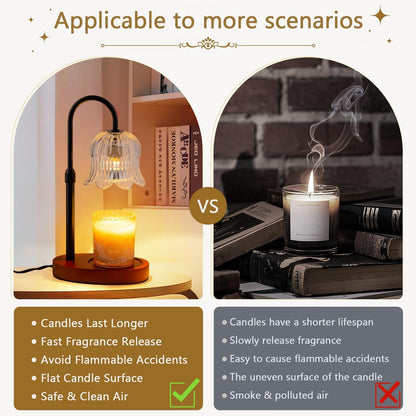 CRMILL Candle Warmer Lamp Electric Timer - Candles Warming Light Height Adjustable Dimmable Warmers Flower Lamps No Flame Heat Warm Melt Wax Jar Modern Home Decor Table Lights for Home Living Bedroom