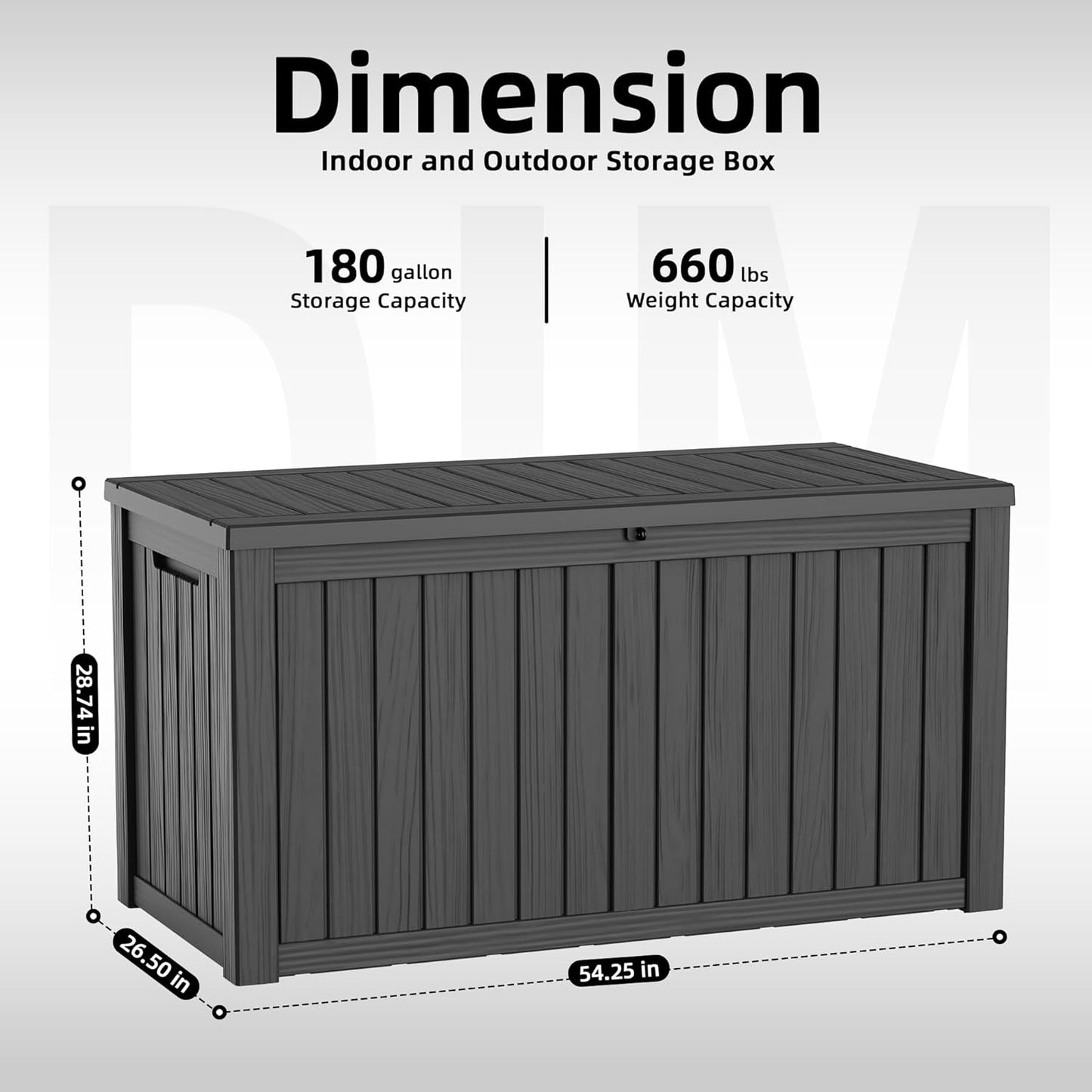 EasyUp 33 Gallon Resin Deck Box Waterproof, UV Resistant Outdoor Storage Box for Delivery, Porch, Patio and Garden, Stripe Black
