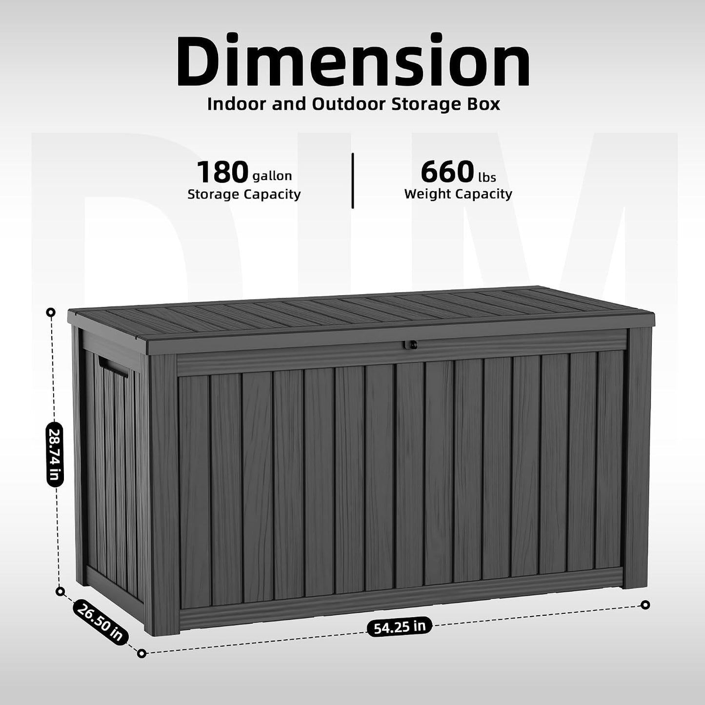 ROJIK 340 Gallon Deck Box Outdoor Waterproof,Weatherproof Outdoor Storage Boxes Lockable with Lid,Outside Resin Storage Bench for Patio Cushions,Garden Tools and Pool Accessories(Black)