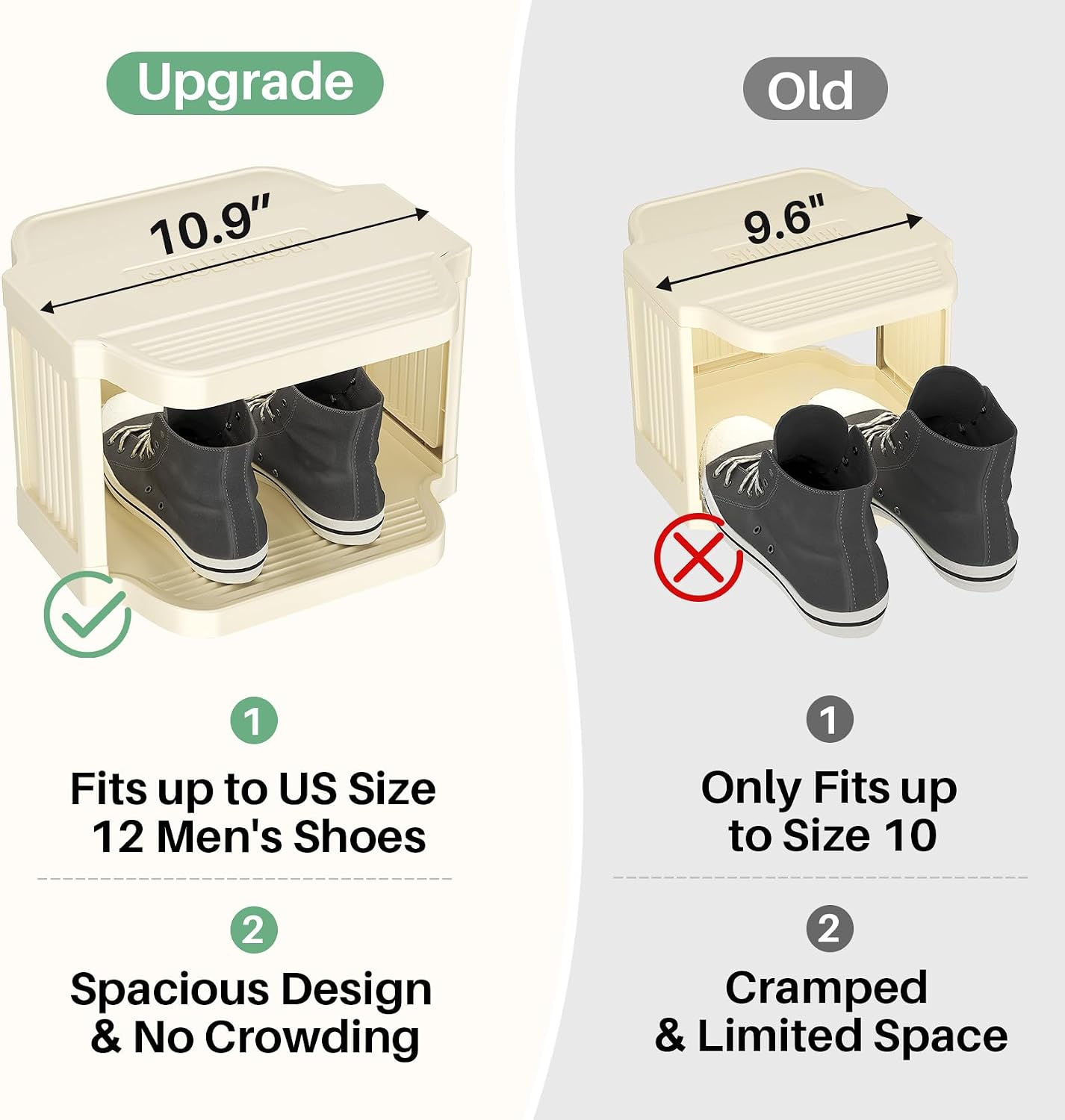 Kitstorack 8-Tier Vertical Plastic Shoe Rack, Freestanding Stackable Storage Organizer for Small Closets and Tight Spaces