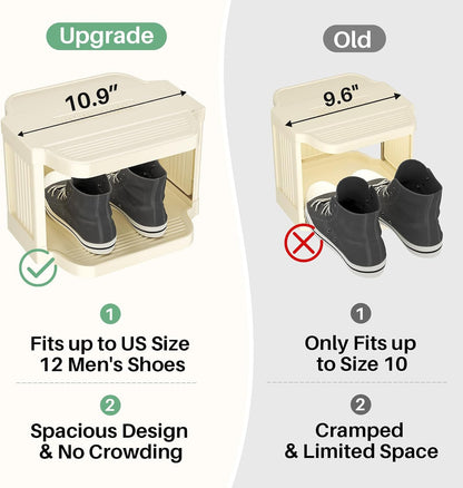 Kitstorack 8-Tier Vertical Plastic Shoe Rack, Freestanding Stackable Storage Organizer for Small Closets and Tight Spaces
