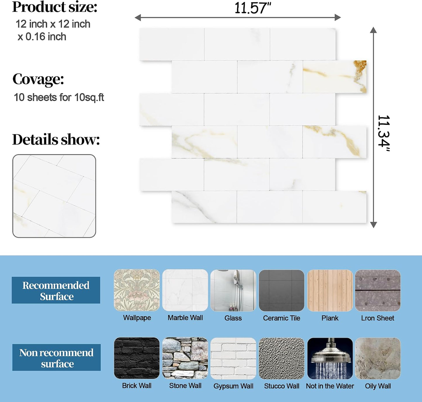 2026 New Upgrade Peel and Stick Backsplash Tile, Peel and Stick 11.34" X 11.57" Wall Tile for Kitchen, Bathroom, Fireplace, Laundry (Beige Ecru, 10 Packs)