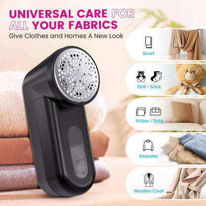 Fabric Shaver - Ziitty Lint Remover for Clothes, Sweater Defuzzer with LCD Display, 3-Speeds, 6-Blade, Type-C Rechargeable, Sweater Shaver to Remove Pilling Fuzz Lint Balls Pills for Clothes Furniture