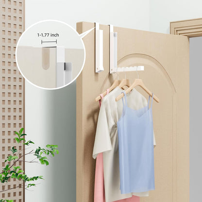 2 Pack Over The Door Hanger Folding Clothes Drying Rack, Folding Hanging Coat Rack for Indoor Laundry Room Compact Small Space Foldable Portable Clothing Hanger Hook Collapsible (Wihte-2(Upgraded))