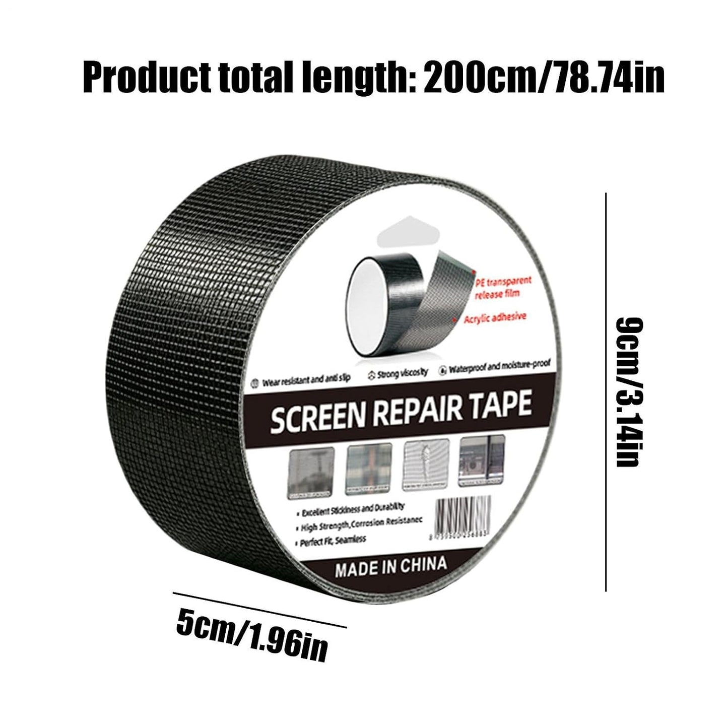 Window Mesh Screen Repair | Self-Adhesive Flexible Patch Tape | Window Screen Replacement Kit | for Patio Porch RV Balcony Tent Camper Apartment