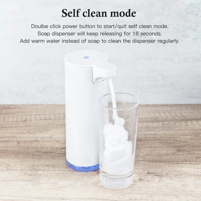LAOPAO Automatic Soap Dispenser Foaming: Rechargeable Touchless Soap Dispenser Stainless Steel Foam Soap Dispenser for Bathroom Hand Soap Pump for Kitchen Xmas Gift, 9oz, White