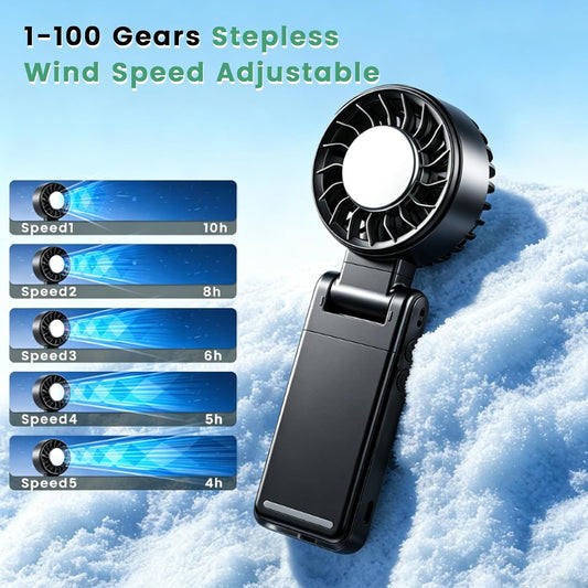 4-IN-1 Clip-On Portable Fan Rechargeable Handheld Mini Fan with lce Cooler,5 Gear High Speed 360° Rotatable Small Fans, for Outdoor, Travel, Beach, and Office (Green)