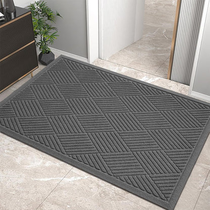 HIYARD Sturdy Front Door Mat, Absorbent Muddy Dirt Resist Welcome Door Mats Outdoor Indoor, Stain and Fade Resistant, Non-Slip Rubber Backing Low Profile Doormat for Entryway, 30×17, Beige