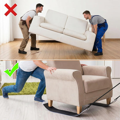 2 Pcs Heavy Duty Furniture Sliders with Pull Straps, Large Appliance Moving Mats for Carpet and Hardwood Floor, Pull Furniture Slides,Moving Furniture Gliders 48 Inch Long Furniture Movers