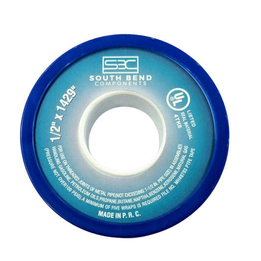 South Bend Components 1/2 Inch x 1429 Inch 70885 PTFE Thread Seal Tape – Teflon Tape for Plumbing, Gas, Water, and Air Systems | Leak-Proof, Durable Thread Tape for Metal and Plastic Pipes (1-Pack)