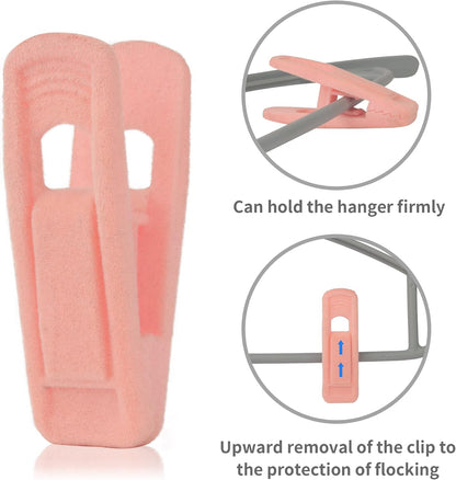 Tinfol Velvet Hanger Clips, 24 Pack Black Pants Hangers Clips, Large Opening Clothes Pin, Strong Finger Flocked Clip Perfect for Use with Slim-line Clothes Velvet Hanger