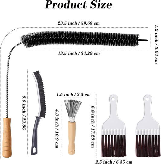 Refrigerator Coil Cleaning Brush Kit, 5-Pack Fridge Coil Cleaner Tools, Cleaner Brush Accessories for Refrigerator, Dryer Vents, Pipe, Sink, Toilet, Shower