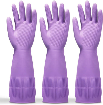 FMP Brands 3/6/12/60 Pairs 15 Inch Extra Long Rubber Dishwashing Gloves - Non-Slip for Cleaning, Kitchen, Bathroom, Gardening