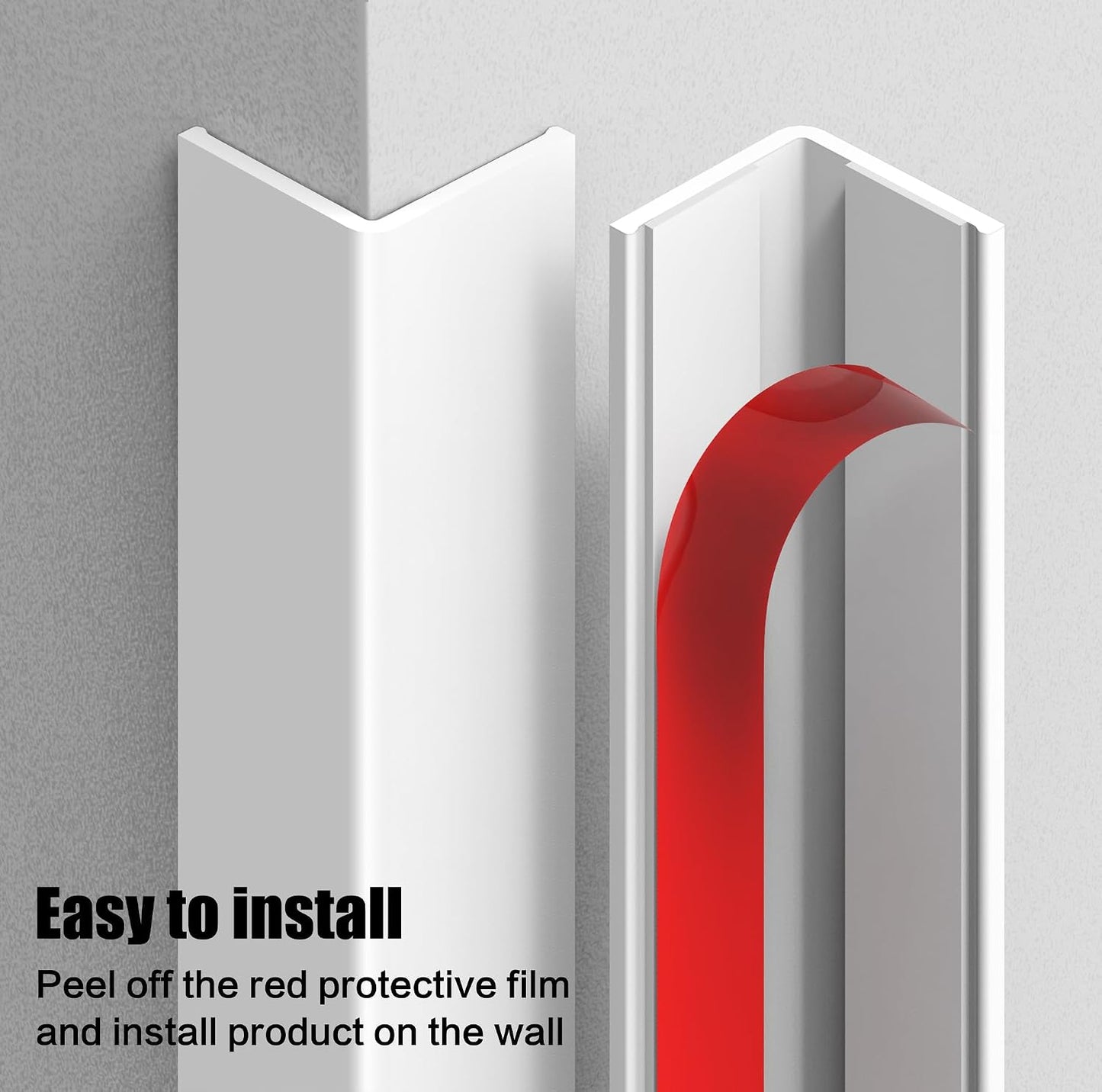 Wall Corner Protector, Walls Edge Protector，Self-Adhesive Wall Corner Guards,PVC Double Side Edge Protector， Furniture Stairs Guard (Gray 2PCS 90cm/35.4in)