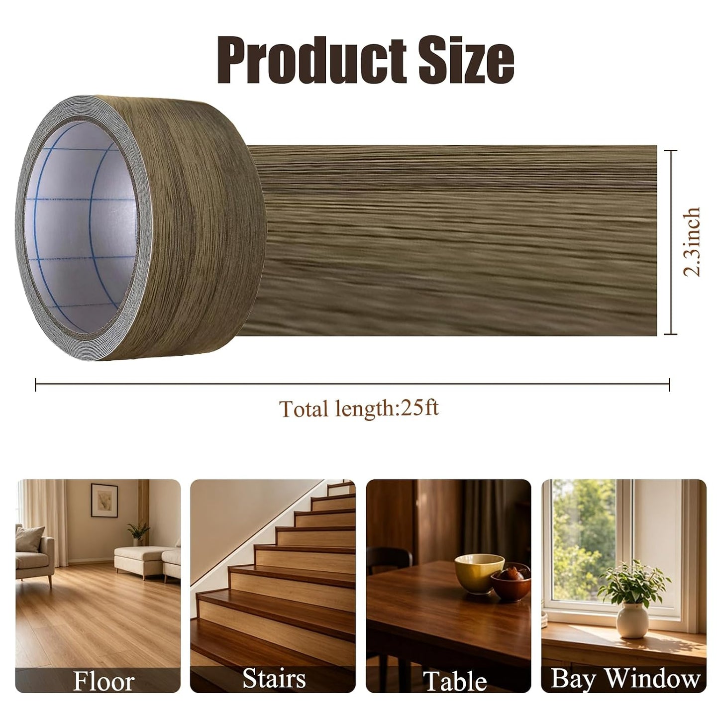 GSCIT Club Wood Grain Repair Tape, 2.4 inch X 15ft Self Adhesive Maple Grain Repair Patch for Tables, Chairs, Baseboards, Doors, Windows, Floors, Handicraft DIY. - Colors A