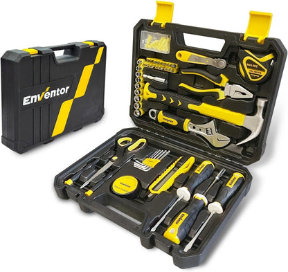 ENVENTOR Home Tool Kit, Basic Household Auto Repair Tool Set with Toolbox Storage Case, General Household Tool Kit for Men Women Home Maintenance, DIY Projects, 90 PCS General Hand Tools Kit