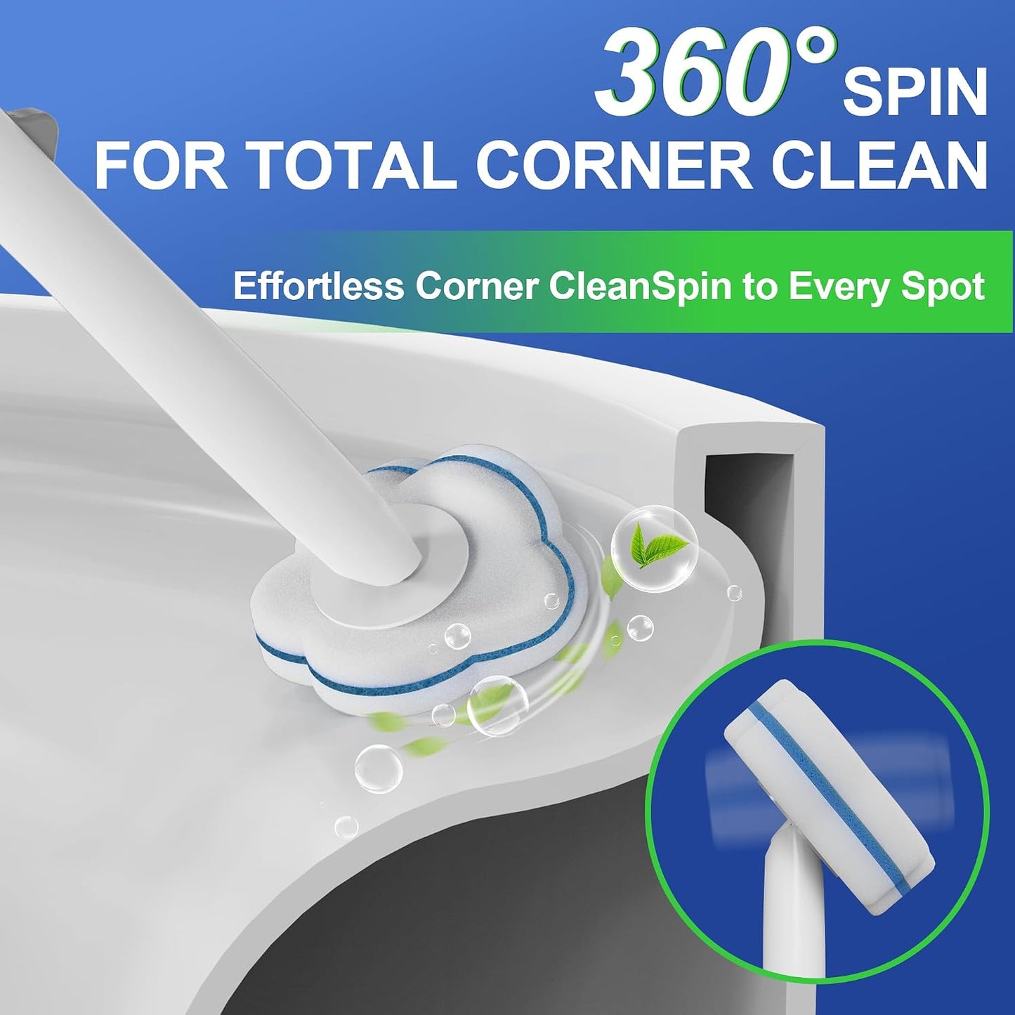 Disposable Toilet Brush and Plunger Set, Dual Handdle Toilet Plunger, All-in-1 Bathroom Cleaning Kit with 18PCS Refills, Toilet Cleaning Stick and Ventilated Holder (White)