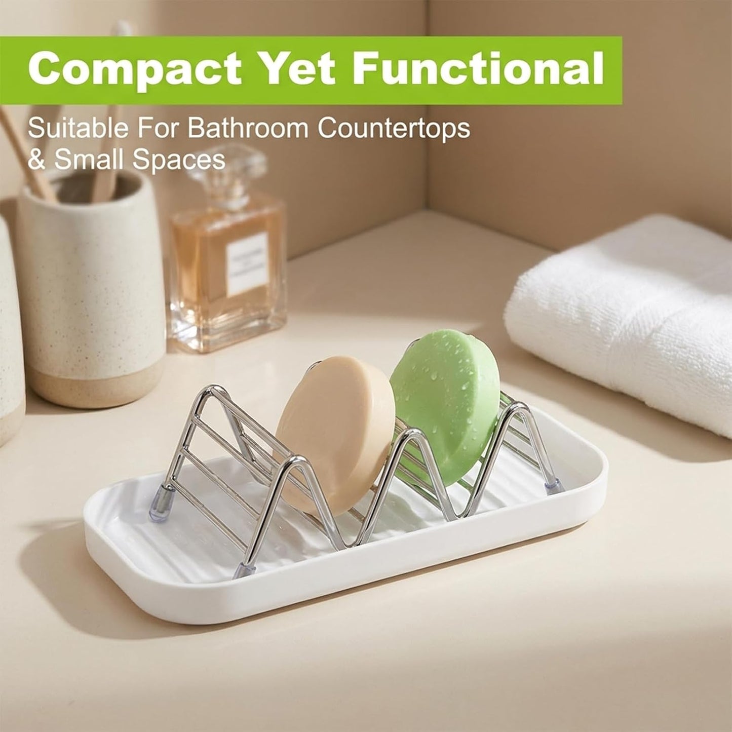 Multi-Purpose Wave Shampoo Bar Holder, Shampoo Bar Holder with Removable Drip Tray & Lather Net, Self Draining Quick Dry Bar Soap Holder for Shampoo Bars & Soap (3-Slot)