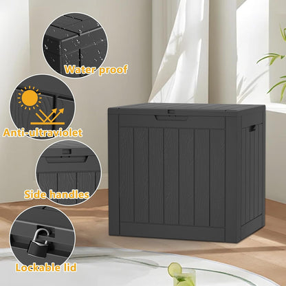 EasyUp 50 Gallon Outdoor Storage Box Waterproof Lockable Deck Boxes | UV Resistant Resin, for Garden Tools Cushions Patio Equipment, 300 lbs Capacity, Portable Design, Easy 16-Min Assembly