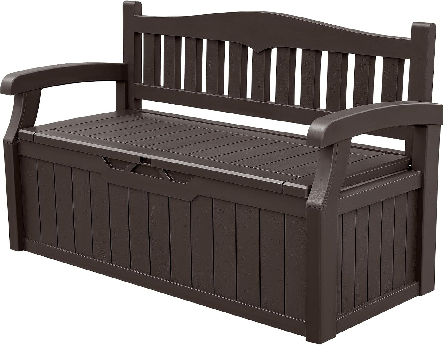 Devoko 80 Gallon Storage Bench Deck Box Lockable for Patio Furniture, Garden Decor and Outdoor Seating for Cushions, Garden Tools and Pool Supplies (Black)