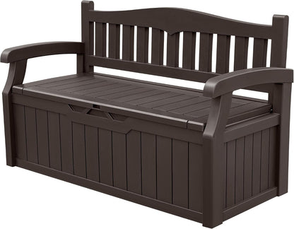 Devoko 80 Gallon Storage Bench Deck Box Lockable for Patio Furniture, Garden Decor and Outdoor Seating for Cushions, Garden Tools and Pool Supplies (Black)