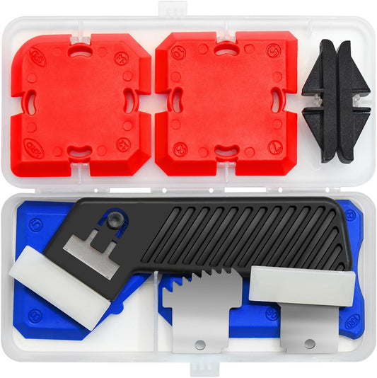 11pcs Silicone Profiling Professional Caulking Tool Kit with Sealant Finishing Tools and Caulk Removal Tools Easy Silicone Caulking with Guides with Storage Box Fill Removal Tool