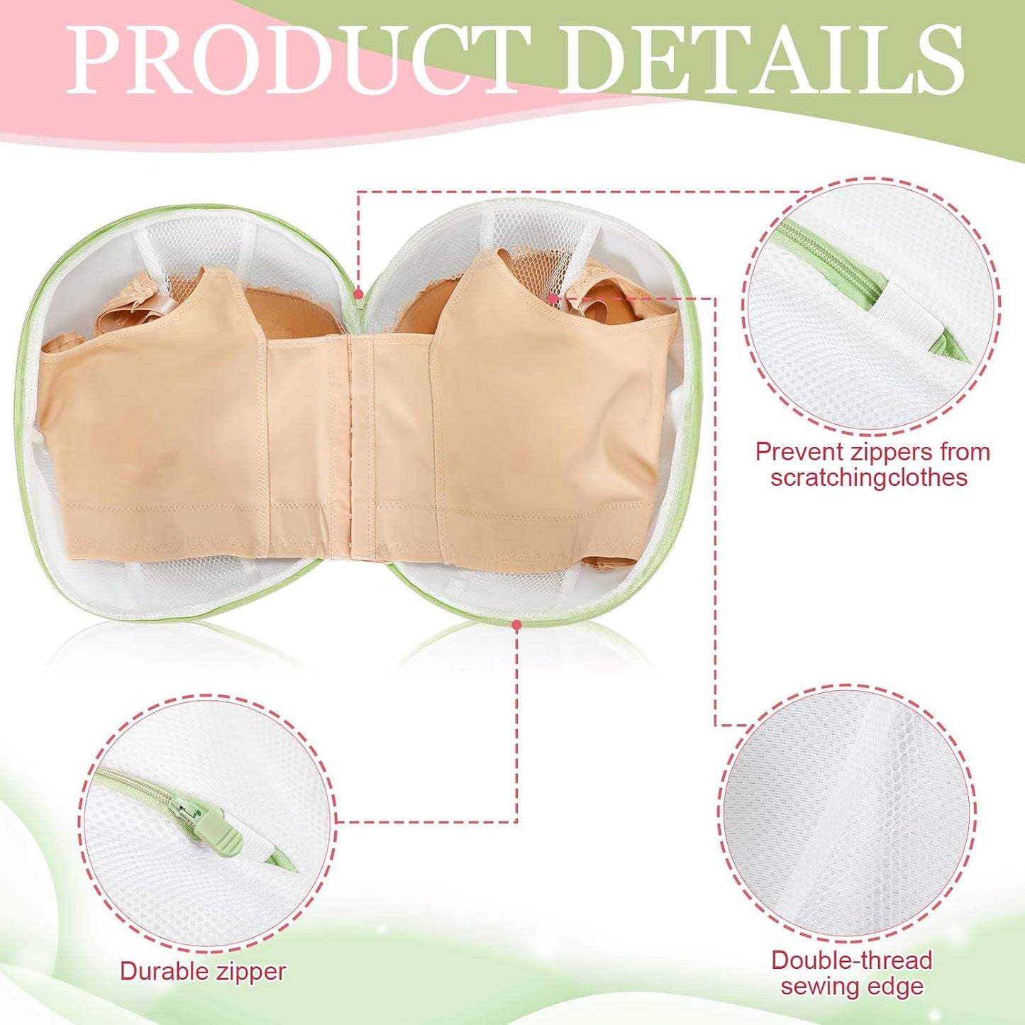 Shappy 6 Pieces Bra Washing Bag for Laundry Mesh Wash Lingerie Underwear Brassiere Washing Bags with Zipper for Women Laundry Storage(7.87 Inch,Pink)
