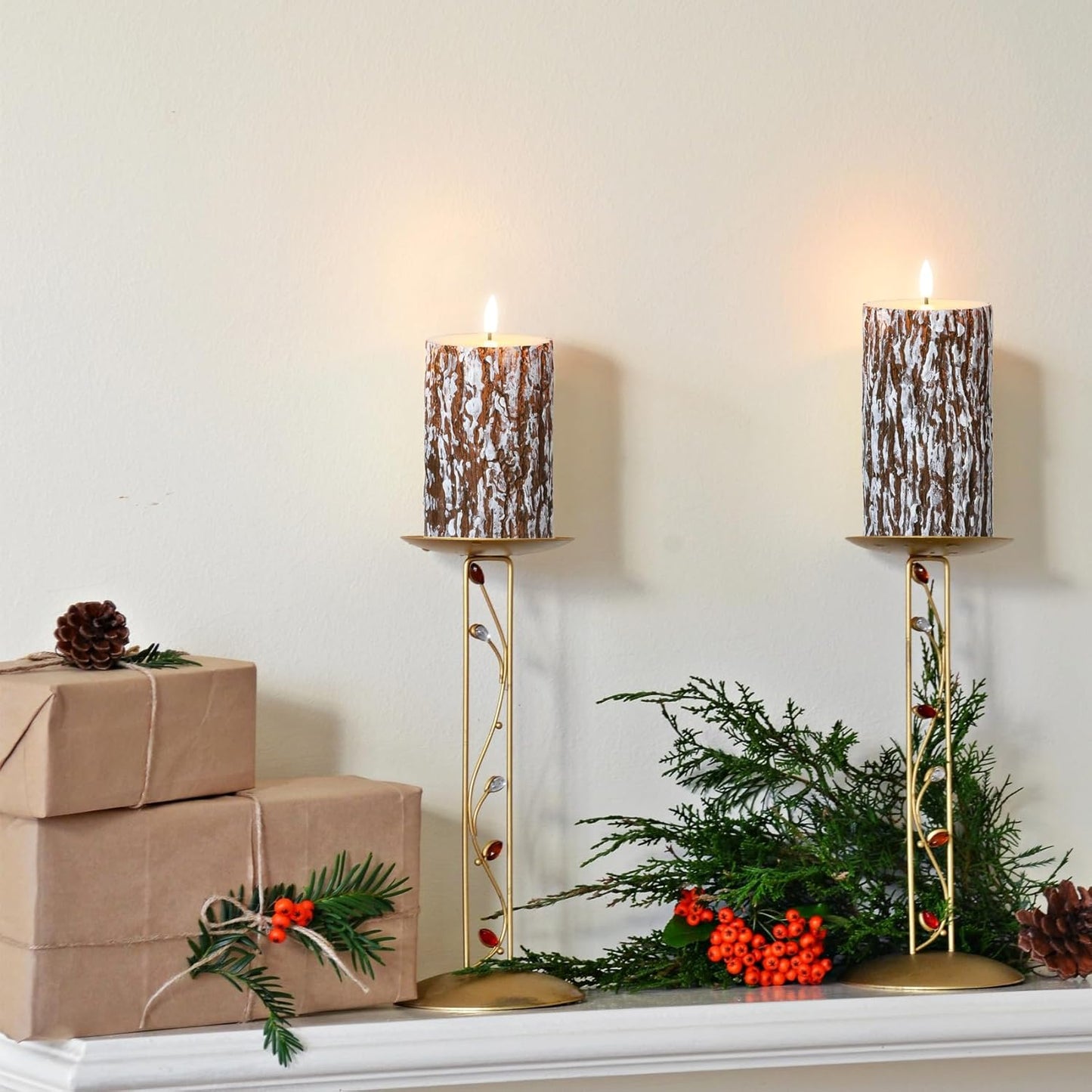 Eywamage Ivory Flameless Pillar Candles with Remote, Flickering Realistic LED Battery Wax Candles Set of 3, Φ 3" H 4" 5" 6"