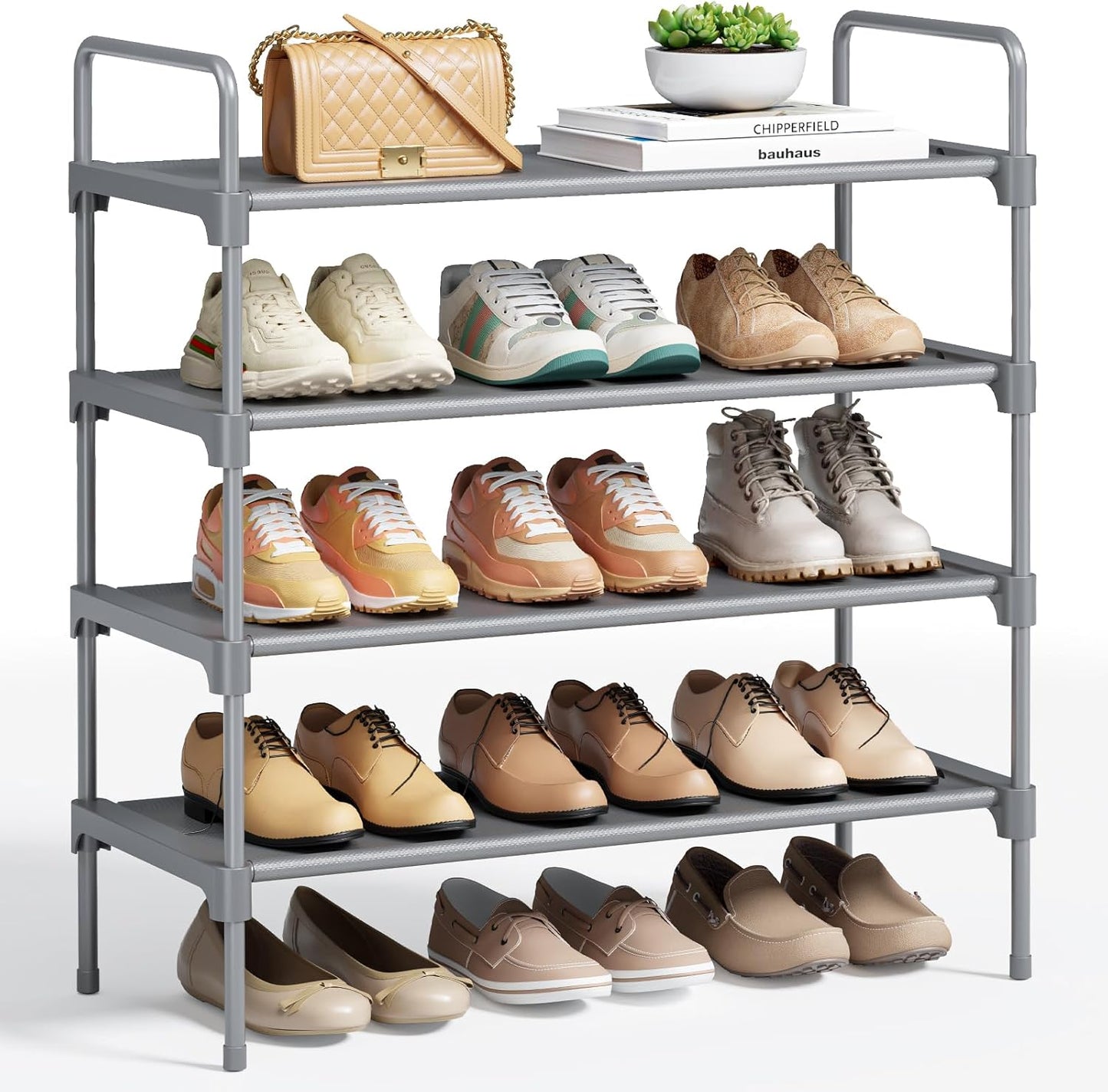 Kitsure Shoe Rack, 39" Wide Extra-Long Shoe Organizer, 3-Tier, Black | Closet, Front Door Entrance, Entryway, Stackable & Detachable Shelf, Closet Organizers and Storage