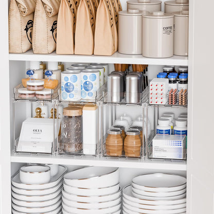 Yieach 4 Set Bathroom Organizers and Storage,2 Tier Clear Under Sink Organizer and Medicine Cabinet Organizer for Kitchen,Pantry Storage,Pull Out Drawers for Skincare,Pill Bottle,Spice Organization