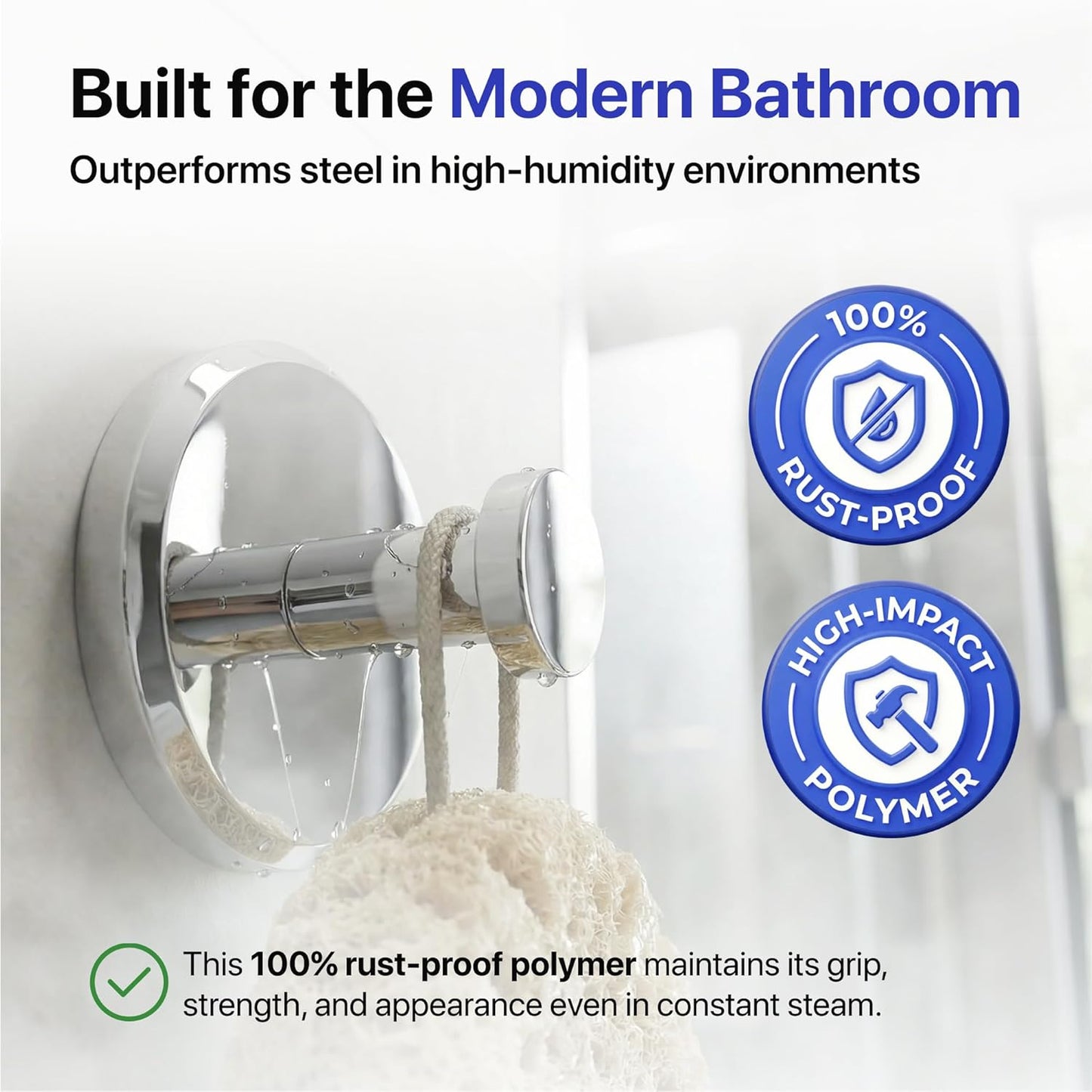 HOME SO Suction Cup Hooks for Shower & Bathroom Towel Holder 2-Pack – Suction Cups Hooks for Hanging Towels, Robes, & Coats - Tiles, Glass Door or Mirror – Shower Hooks & Towel Hooks Organizer - Black
