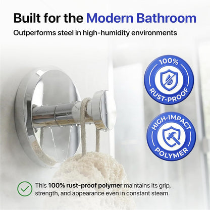 HOME SO Suction Cup Hooks for Shower & Bathroom Towel Holder 2-Pack – Suction Cups Hooks for Hanging Towels, Robes, & Coats - Tiles, Glass Door or Mirror – Shower Hooks & Towel Hooks Organizer - Black