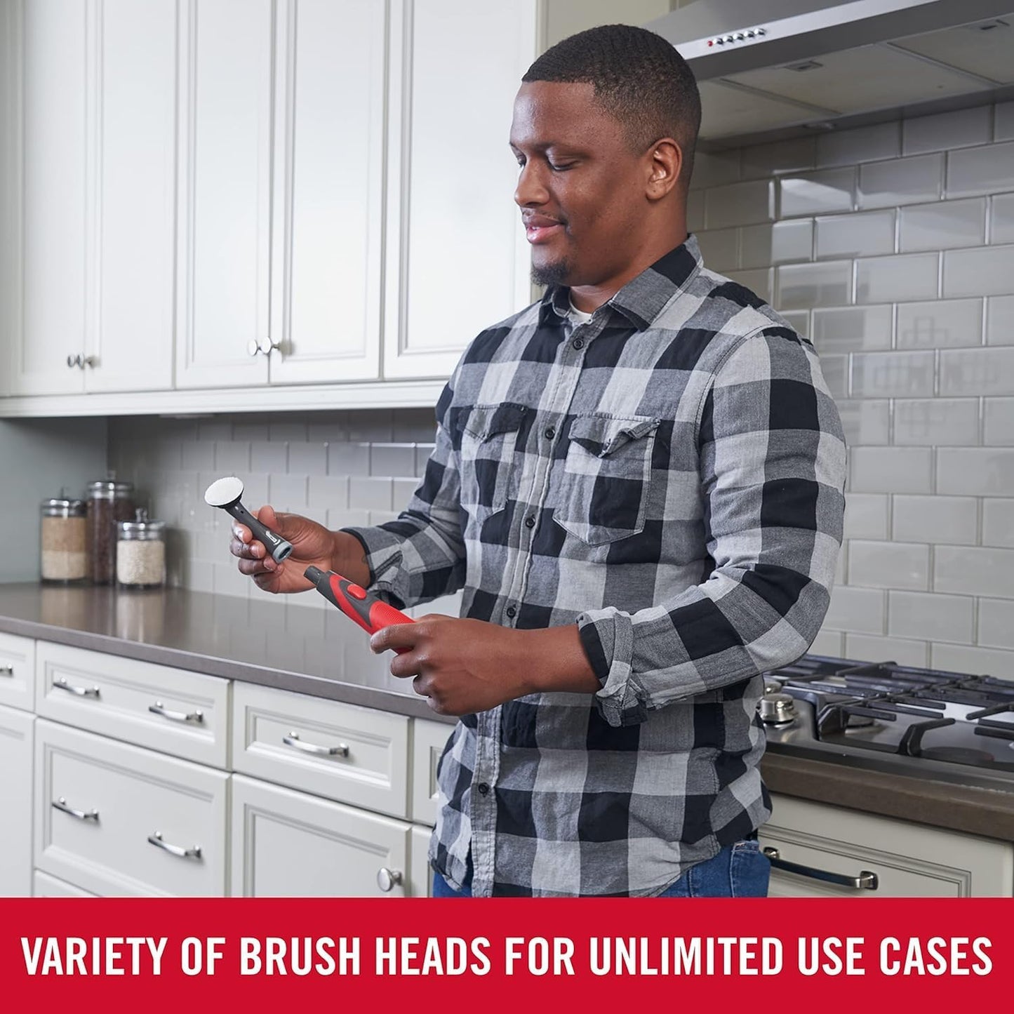 Rubbermaid Reveal Power Scrubber with Multi-Purpose & Grout Head, Cordless Electric Battery Powered Scrub Brush, Water Resistant, for Home/Kitchen/Bathroom/Grout/Tile/Shower/Tub