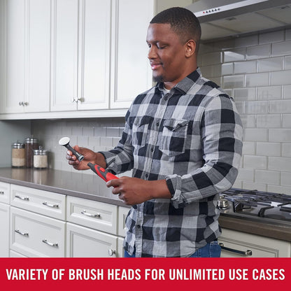 Rubbermaid Reveal Power Scrubber with Multi-Purpose & Grout Head, Cordless Electric Battery Powered Scrub Brush, Water Resistant, for Home/Kitchen/Bathroom/Grout/Tile/Shower/Tub