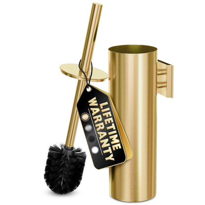 Black Toilet Brush and Holder Set - Slim Matte Design that Fits Anywhere - Stainless Steel Toilet Bowl Brush and Holder with 2 Rounded Corners, Replaceable Head, Removable Inner Bowl & Splash Guard