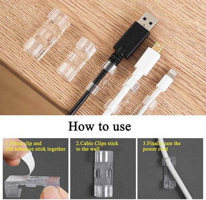 40 PCS Cable Clips (Small & Large),Adhesive Cable Clips for Wall,Finisher Wire Clamp for TV PC Laptop,Cable Management Clips Outdoor Light Clips