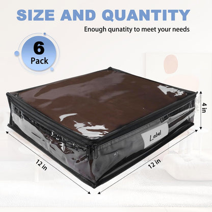 Clear Zippered Storage Bags Plastic Sweater Storage Bags with Zipper 6 Packs Clothing Organizer for Blankets Linen Sweater Bed Sheet Quilt Clothes Pillow (15.7 x 13.8 x 3.9 Inch, White)