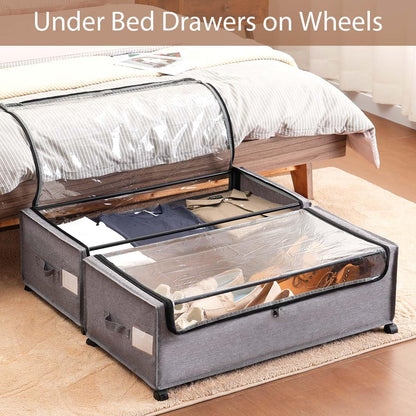 FOUCSSOMEI Under Bed Storage with Wheels, Under The Bed Storage Drawers On Wheels, Rolling Underbed Drawers, Lockable, Heavy Duty