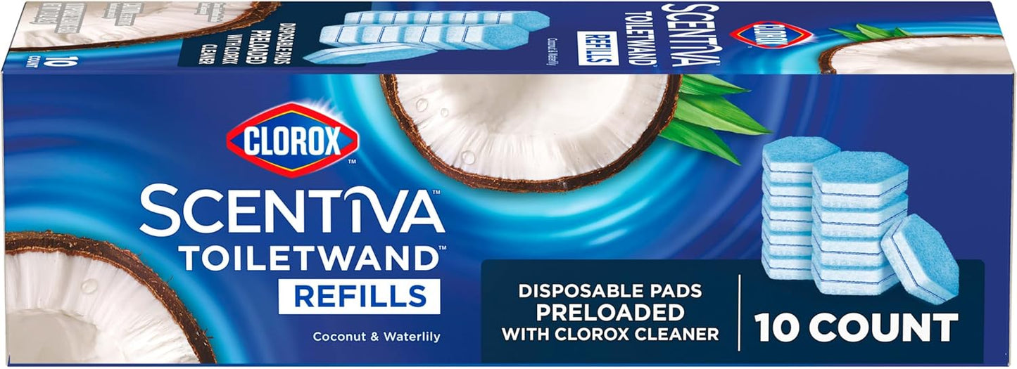 Clorox Scentiva ToiletWand Refills, Coconut and Waterlily, 10 Count